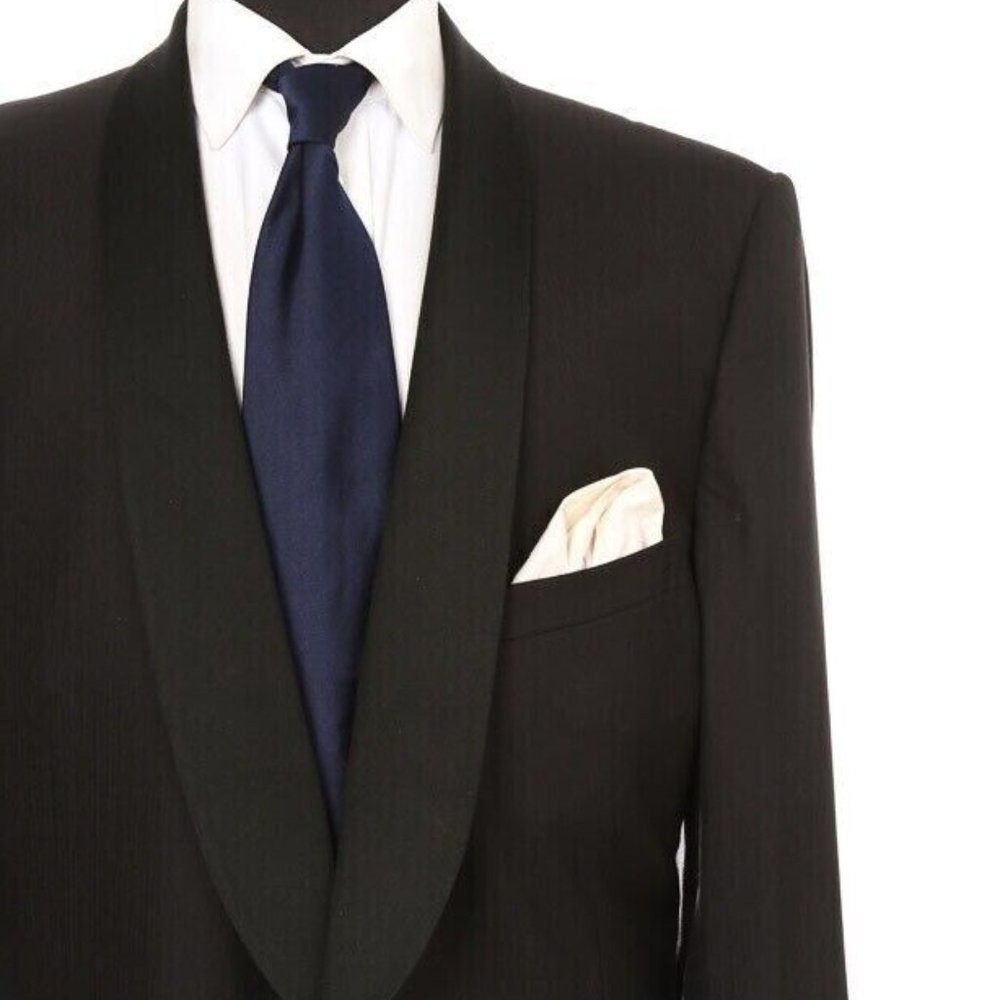 Ermenegildo Zegna Black 1 Button 15 MILMIL Designer Dinner Jacket 64 L